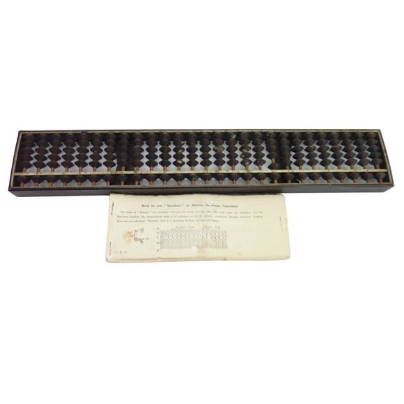 Vintage Japanese Abacus Black Original Manuel Calculator Soroban - Picture 2 of 7